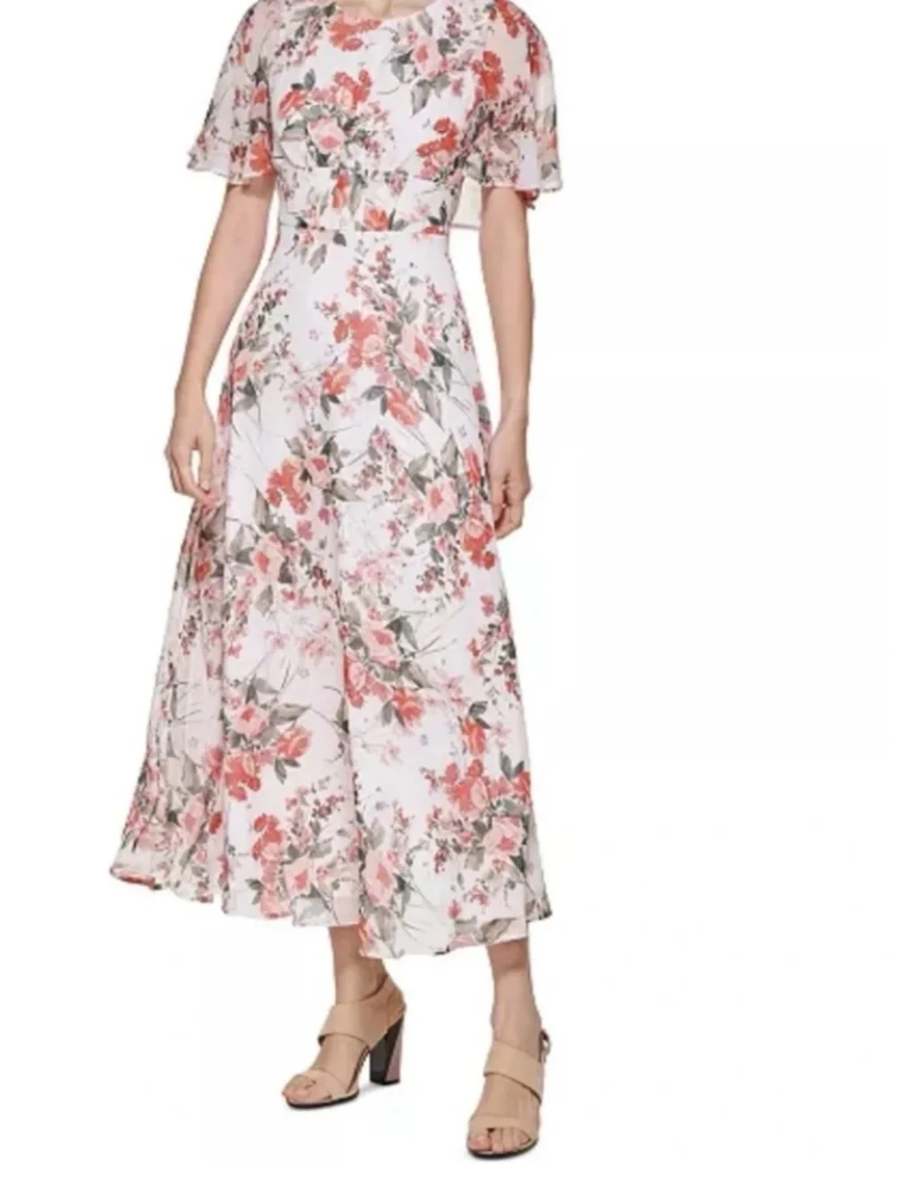 Calvin Klein Women's Floral-Print Cape-Back Maxi Dress size 6 - Picture 5 of 6